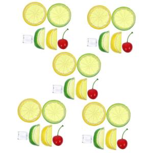 5 Sätze Simulationsfruchtmodell Künstliche Kirschfrucht Gefälschte Zitronenblöcke Kunstfrucht-Requisite Fotografie Obstscheiben Künstliche Fruchtscheiben Realistische Zitrone 
