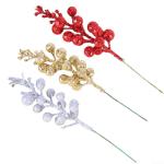 30 glitzernde künstliche Glitzer-Beerenstiel-Ornamente, Weihnachtsbaum-Plektren, glitzernde Zweige für Weihnachtsbaumdekoration, DIY, Basteln, Dekoration, Heimdekoration (Gold)