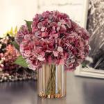 4 stuks kunstmatige hortensia-rozen, rood, Ø 19 cm, kunstbloemen, hortensia, als echt voor bruidsboeketten, huis, kantoor, hotel, feestdecoratie, middenstukken, bloemstukken