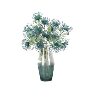 Kunstblumen Künstlicher Nadelkissenstrauß für den Innenbereich – Simulationsblumen aus Kunststoff mit Glasvase für Wohn- und Schlafzimmerdekoration für jeden Anlass
