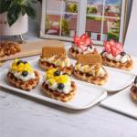 Fake Kuchen künstliche Kuchen 8 Stücke Gefälschte Waffel Kuchen Lebensmittel Modell Simulation Realistische Nachahmung Faux Waffel Replik Gebäck Realistisches Essen(D)
