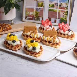 Fake Kuchen künstliche Kuchen 8 Stücke Gefälschte Waffel Kuchen Lebensmittel Modell Simulation Realistische Nachahmung Faux Waffel Replik Gebäck Realistisches Essen(D)