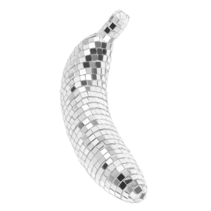 4 Stück Disco-Banane Bühne Ornamente Boho Bananenkostüm Schwimmbad Schaustücke Fischernetz-dekor Gast Laternen Thema Reflektierende Spiegelkugel Disco-Frucht-Requisite Tisch Gl