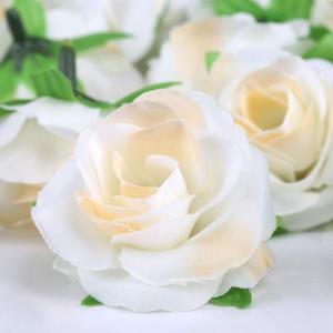Kunstbloemkoppen, 50 stuks, kunstbloemen, rozen, voor bruiloft, feest, decoratie, doe-het-zelf (diameter 4 cm, crème)