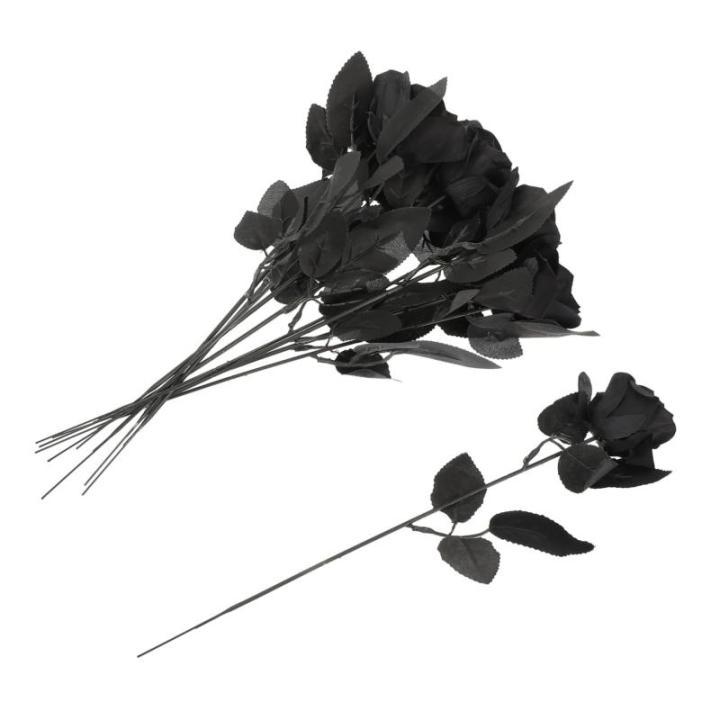 10St Schädel stieg Halloween-Wanddekorationen künstliche Seidenrosenblumen Halloween Halloween assecoires gefälschte Rose mit Halloween-Rosendekor Polyester
