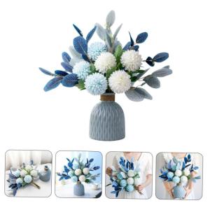 1 Satz künstliche künstliches para Badezimmerverzierung Blumenvase künstliche blüten Artificial vases Hortensienverzierung Künstliche Hortensiendekoration Keramik Blue