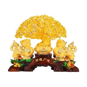Kristallbaum Citrine Ornament Fortune Tree Lucky Pixiu Ornament Store Company Büro Wohnzimmer Wohnzimmer Desktop Oramentkristall Ornamente Kristall-Feng-Shui-Baum (Size : M)