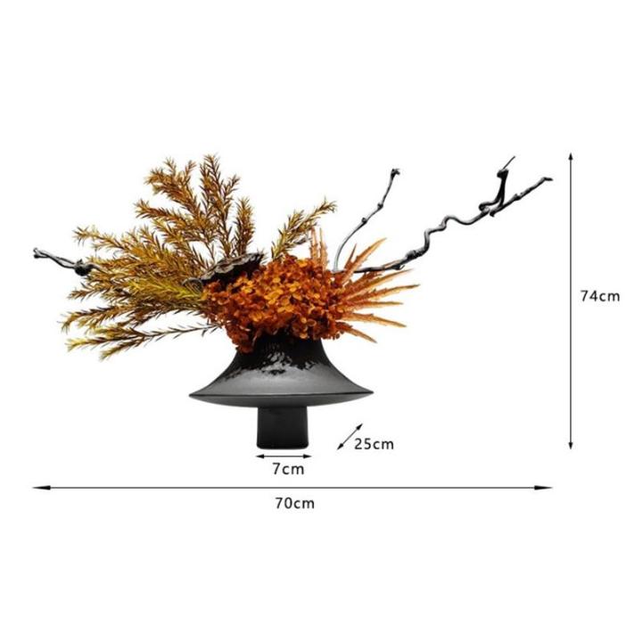 Kunstblumen Zen Soft Dekoration Simulation Blumenkunst – Trockenblumen-Set in Keramikvase, 70 x 25 x 40 cm für Restaurant, Teestube für jeden Anlass