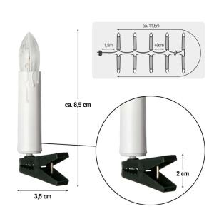 Lichtketting kaarsen kerstboom, kaarsen lichtketting binnen met clip, 30 lampen, verlichte lengte 1160 cm, afstand 40 cm kabel groene schacht wit, voedingskabel 1,5 m, voor binnen 