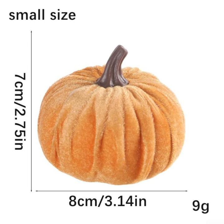 Kunstkürbisse aus Samt für Herbstdekoration für Thanksgiving und Halloween-Feiern (orange gelb)
