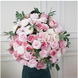 Pfirsich Rosa Weiß Künstliche Blume Ball Hochzeit Hintergrund Bogen Dekor Blumenarrangement Rose Baby Atem Grün Blatt Party Event Tisch Mittelstücke (Flower Ball,60cm)