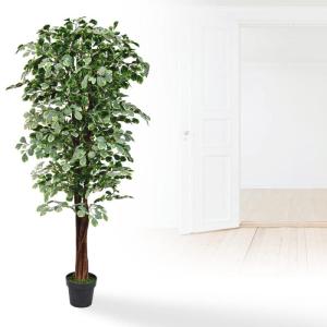 Benjamin Ficus Kunstplant in pot, plastic planten, kamerplant, 180 cm, als echte decoratie, interieurdecoratie, 180 cm