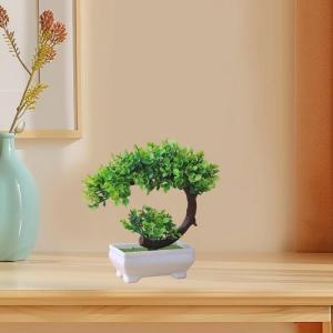Kunstdecoratieve plant in pot, ornament, in pot voor decoratieve woonkamer, kantoor, tuin, halve maanstijl