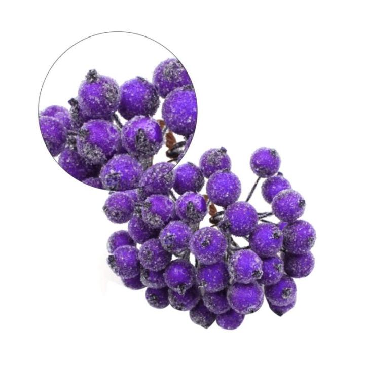 200pcs künstliche Beere Stängel gefrostete Obstbeeren Weihnachtskranzzubehör Mini Weihnachten Beeren Picks Blumenzweig Weihnachtskranz Dekorationen für Urlaub Dekoration Party,