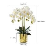 Kunstblumen Phalaenopsis-Blumenarrangement, künstliche Pflanzen und vergoldetes Keramikvasen-Set, simulierte Blumen-Tischdekoration für jeden Anlass