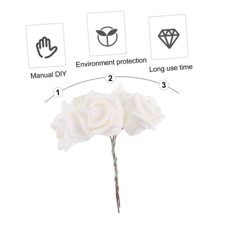 50 Stück Rosenkopf Künstliches Blumendekor Aussehende Gefälschte Rose Simulationsblumenstrauß Künstlicher Rosenstrauß Gefälschte Blumenköpfe Künstliche Blumen Weiß Sport