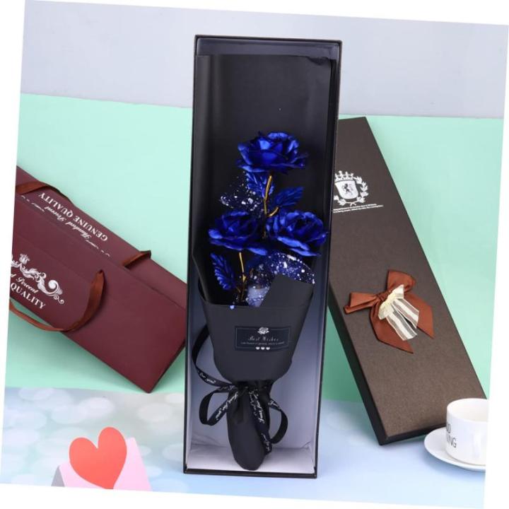 1 Stück 3 Geschenkrosen Zum Gedenken An Die Braut Folienblumen Künstlicher Blumenstrauß Romantische Rose Künstlicher Blumenstrauß Goldfolien Rosenstrauß Blau