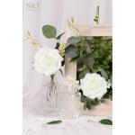 Kunstbloemen, rozen, 25 stuks, kunstrozen met stelen, kunstrozen van schuimstof, decoratie voor doe-het-zelf bruiloft, arrangementen, feesten, woondecoraties, ivoorwit
