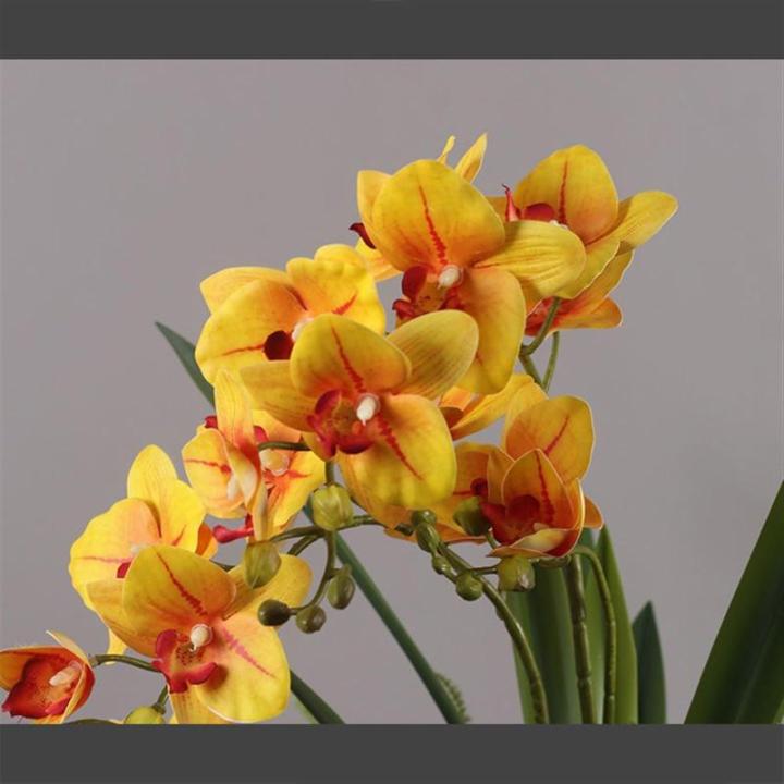 Kunstblumen Künstlicher Schmetterlings-Orchideen-Bonsai in Keramikvase – handgefertigter chinesischer klassischer Stil, Elegante Wohnzimmer- und Bürodekoration für jeden Anlas