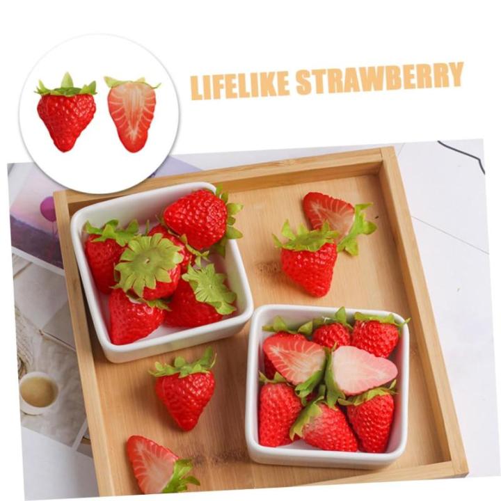 4 Sätze Künstliche Erdbeere Modell Mit Gefälschten Früchten Gefälschte Erdbeere Erdbeer-Dekorationen Erdbeer-Party-Dekorationen Erdbeeren-dekor Falsches Obst PVC 10 Stück * 4