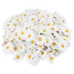 200 stuks madeliefjesdecoratie, stoffen bloemen om op te naaien, mini-madeliefjes, voor bruiloft, feest, doe-het-zelf, bloemstuk, krans