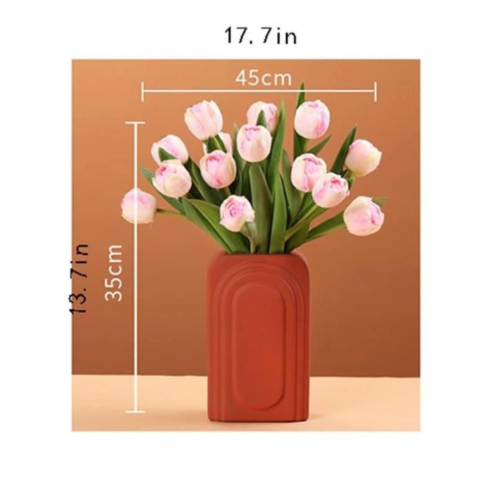 Kunstblumen Elegante künstliche Tulpenblumen in Vase – lebensechte Seidenstoff-Blumendekoration für Wohnzimmer, Hochzeitsdekoration für jeden Anlass