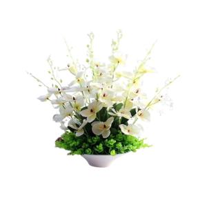 Kunstblumen Künstliche Blumen, künstliche Orchideen-Dekoration – Seidenstoff-Orchideen-Topf-Arrangement mit echtem Touch, Bonsai für Zuhause/Büro für jeden Anlass