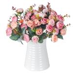 21 kunstzijden rozen, 2 bundels , decoratieve kleine boeketten , kunstboeket, realistisch plastic boeket voor huis, feest, taartdecoratie