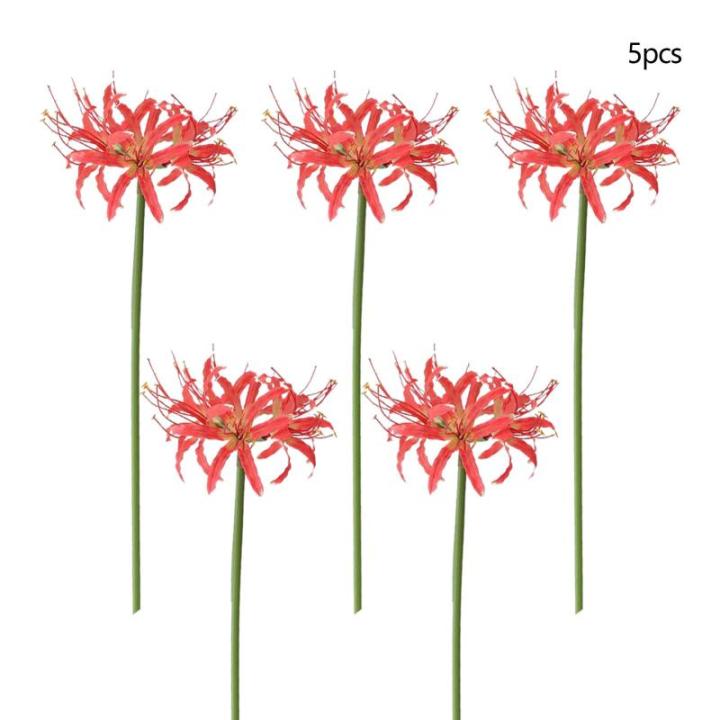 Kunstmatige spinnenlelies, 5 stelen, 66,9 cm, Lycoris Radiata-bloemen, levensechte Lycoris Recoil nep-spinnenplant, zijden boeket decoratie voor thuis (B)