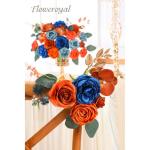 Künstliche Blumen Combo Königsblaue Blumen Mix Seidenblumen Orchideen Rosen mit Stielen für DIY Hochzeit Brautsträuße Babyparty Blumenarrangement Tischaufsätze Heimdekoration