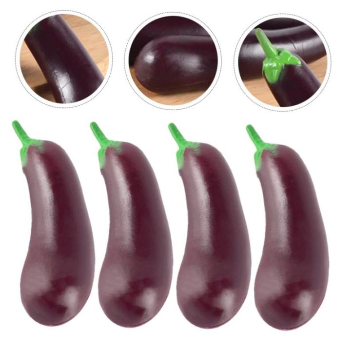 5 Sätze Simulation Aubergine Dekorative Mini-hausdekoration Interessantes Miniaturspielzeug Kdis-Spielzeug Zarte Miniatur-aubergine Kinderspielzeug Mini-Essen PVC 4 Stück * 5