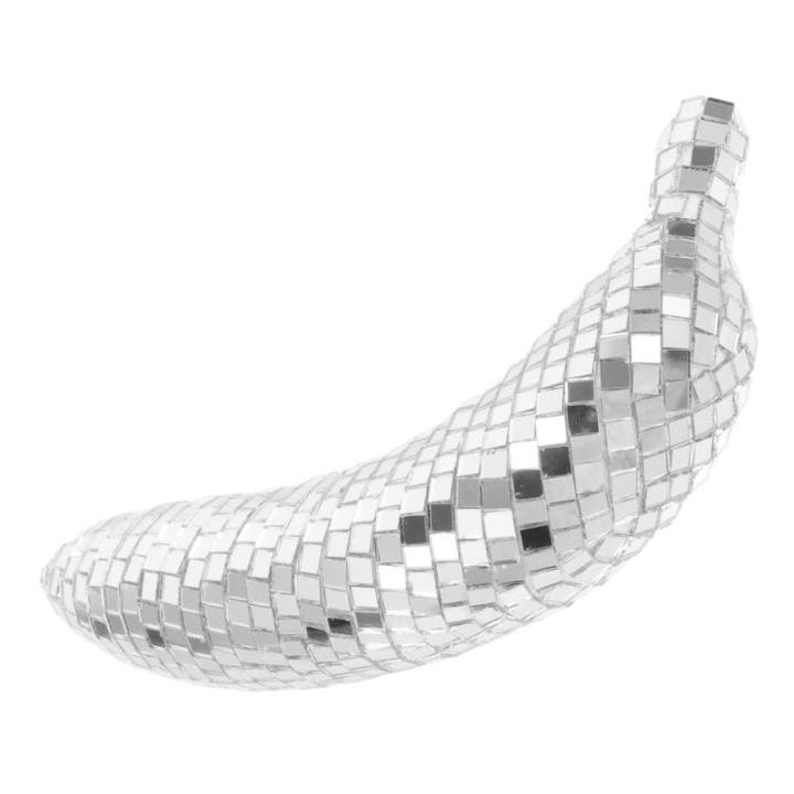 4 Stück Disco-Banane Bühne Ornamente Boho Bananenkostüm Schwimmbad Schaustücke Fischernetz-dekor Gast Laternen Thema Reflektierende Spiegelkugel Disco-Frucht-Requisite Tisch Gl