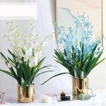 Kunstblumen Künstliche Blumen im Keramiktopf, gefälschte Orchideen-Phalaenopsis-Blumenarrangement für Zuhause, Büro, Küche, Schlafzimmer, Dekoration für jeden Anlass