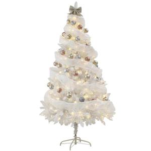 Künstlicher Weihnachtsbaum Weißer Weihnachtsbaum Fichte Tannenbaum Künstlich mit Stabilem Metallständer, Christmas Tree für Festliche Weihnachtsdekoration(150CM/5FT)