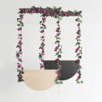 guirlande met kunstrozen, 2 stuks, 220 cm, hangende bloemen van zijde voor outdoor, indoor, bruiloft, badkamer en wanddecoratie (paars)