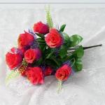 Künstlicher Rosenstrauß, Simulation von 12 Pfauenrosen, Seidenblumen, Hochzeitsdekoration, Heimtextilien, künstliche Blume (Orange)
