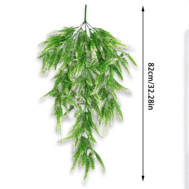 2 stuks 80 cm nepplanten kunstmatige hangende planten kunstmatige wijnstokken nepvarens Perzische rotan plastic planten voor muur indoor manden decoratie, wit