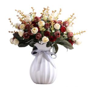 Kunstblumen Künstliche Rosen, kreative Mode, modernes Wohnzimmer, Esstisch, Fernsehschrank, getrocknete Blumen, Blumenarrangement (Keramikvasen). für jeden Anlass