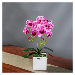 Kunstblumen Künstliches Phalaenopsis-Blumenarrangement, künstliche Orchideen-Bonsai im Topf, Pflanze für Zuhause, Büro, Küche, Schlafzimmer für jeden Anlass
