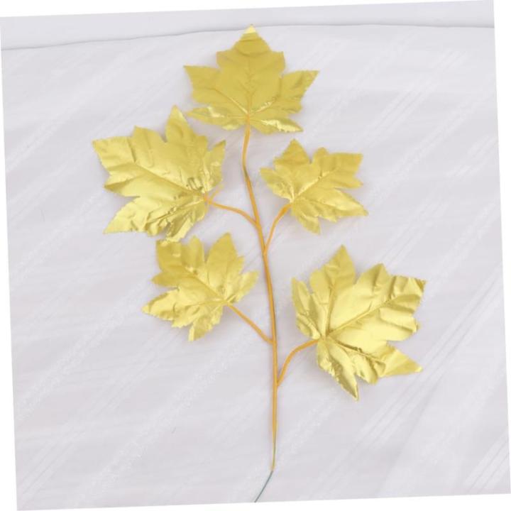 15St Tropische Partydekorationen Ahornblatt-Zweig weihnachtsdeko Christmas Decorations Golddekor Künstliche Ahornblätter Künstliche Blätter Hochzeit Material