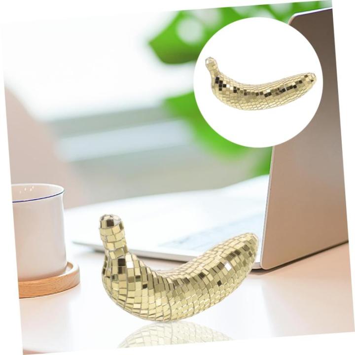 4 Stück Disco-Banane Spiegel-Disco-Ornament nautisch Dekorationen bürodeko büro Dekoration glitzernde Netzstrümpfe Hochzeitsdekoration Bananenfigur für den Tisch Obstdekor Sc