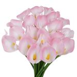 20 stks Fake Calla Lelie Roze & Wit Faux Bloemen Boeket met Stengels Latex Calla Lelie Decoratieve voor Bruids Bruiloft Thuis Party Kantoor Bloemstuk