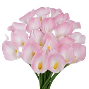 20 stks Fake Calla Lelie Roze & Wit Faux Bloemen Boeket met Stengels Latex Calla Lelie Decoratieve voor Bruids Bruiloft Thuis Party Kantoor Bloemstuk