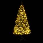 Weihnachtsbaum mit Beleuchtung und Kiefernzapfen Grün 225 cm Christbaum Dekobaum mit Ständer Kunstbaum Tannenbaum Weihnachten Künstlicher Weihnachtsbaum für Weihnachtsdeko
