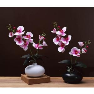 Kunstblumen Phalaenopsis-Kunstblumen-Arrangement mit Keramiktopf, künstliche Blumen, Seiden-Orchideen-Blume für den Tisch im Wohnzimmer für jeden Anlass