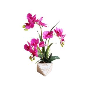 Kunstblumen Künstliche Blumen, 3 Zweige Orchideen im Topf, lebensechte künstliche Schmetterlingsblumen mit Keramikvase, Heimbüro-Dekoration für jeden Anlass