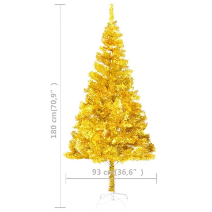 Künstlicher Weihnachtsbaum mit Ständer Christbaum Tannenbaum Kunstbaum Weihnachten Künstlicher Weihnachtsbaum Weihnachtsdeko Gold 180 cm PET