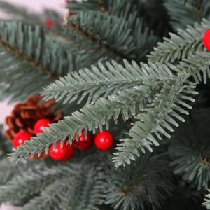 Dekorierter Weihnachtsbaum mit Tinnecones & Beeren - schneebeschluster künstlicher Weihnachtsbaum PE & PVC gemischte Zweig -Tipps, einfache Montage mit Metallscharnieren,120cm