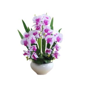 Kunstblumen Künstliche Orchideen – Realistische Touch-Orchideen-Bonsai in Keramikvase, Phalaenopsis-Kunstblumen-Arrangement im Topf für jeden Anlass