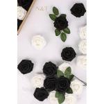 Kunstbloemen, rozen, 25 stuks, kunstrozen met stelen, kunstbloemen voor doe-het-zelf bruiloft, boeketten, bruid, babyshower, woondecoratie, wit en zwart